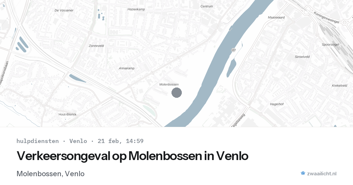 Verkeersongeval op Molenbossen in Venlo — 21 feb 2026