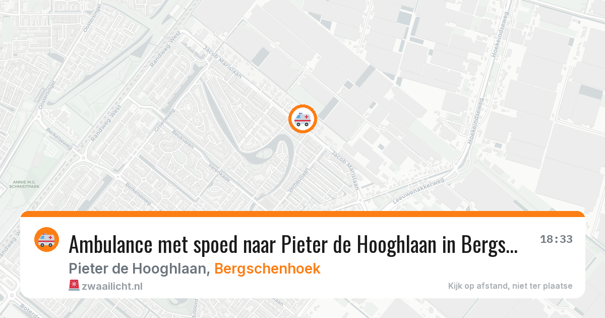Ambulance met spoed naar Pieter de Hooghlaan in Bergschenhoek — 15 jun 2026