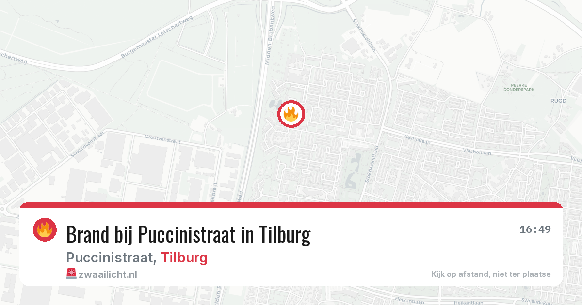 Brand bij Puccinistraat in Tilburg — 16 mei 2026
