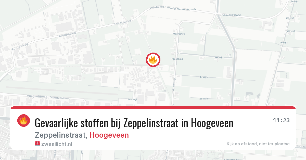 Gevaarlijke stoffen bij Zeppelinstraat in Hoogeveen — 23 jul 2026