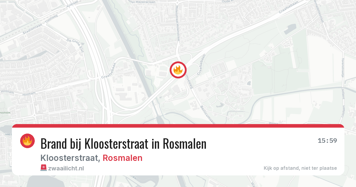 Brand bij Kloosterstraat in Rosmalen — 4 aug 2026