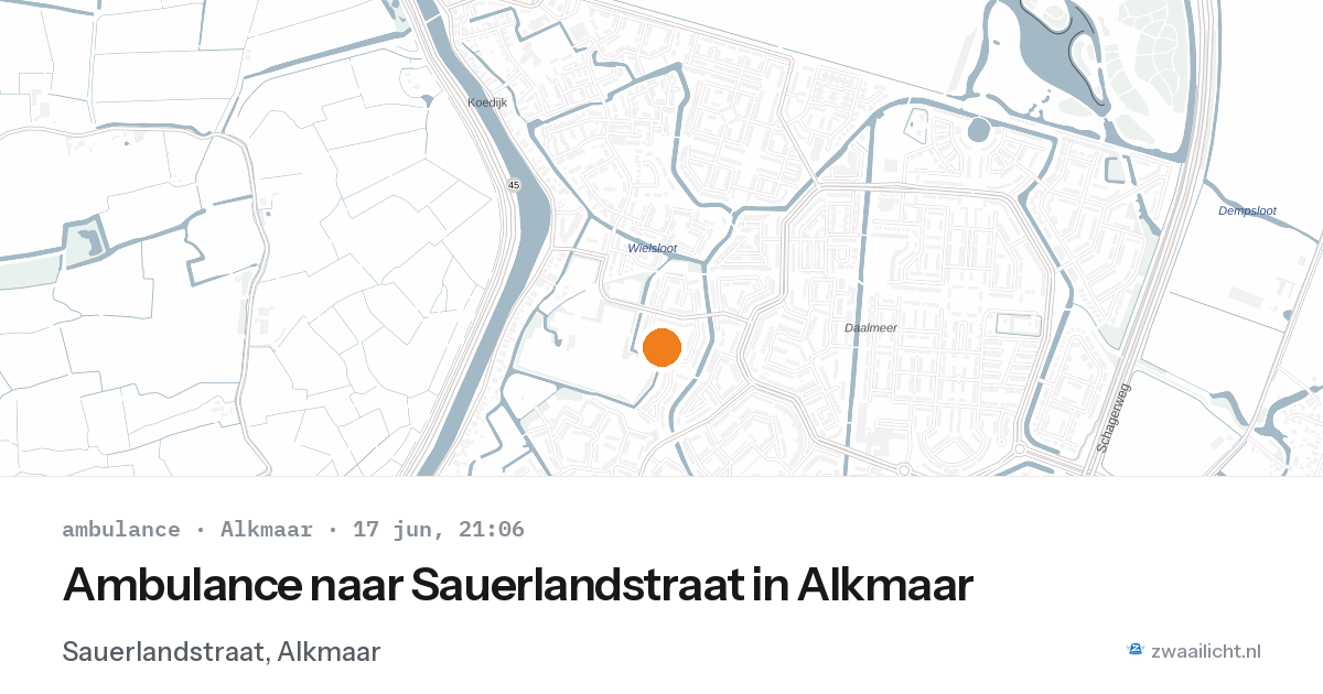 Ambulance naar Sauerlandstraat in Alkmaar — 17 jun 2026