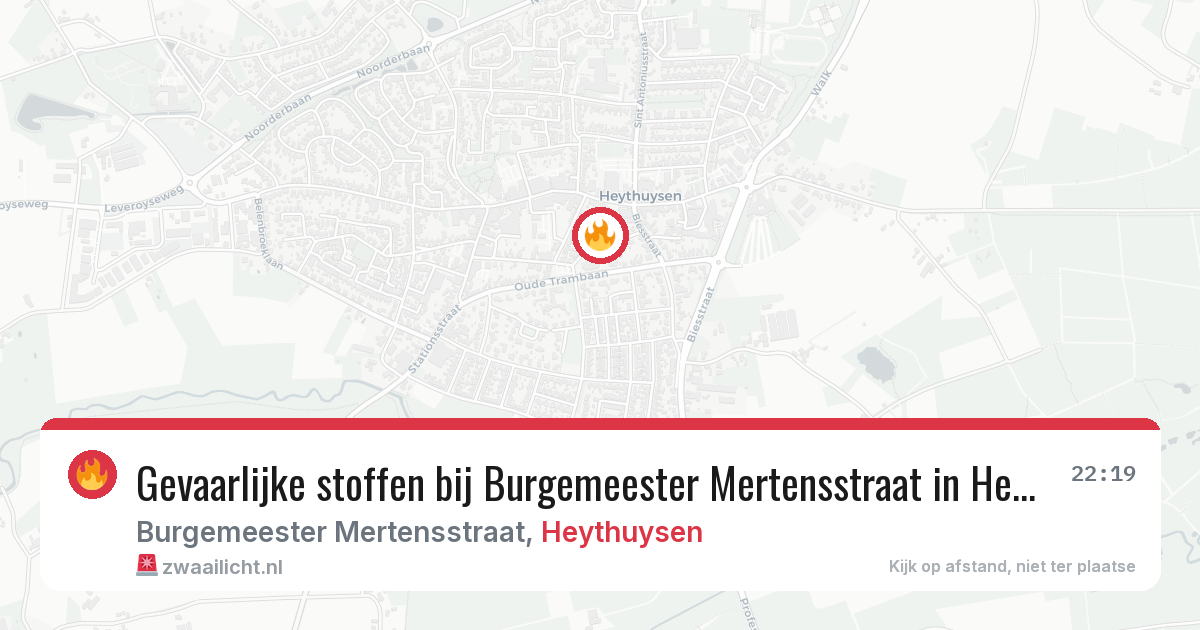 Gevaarlijke stoffen bij Burgemeester Mertensstraat in Heythuysen — 18 jun 2026