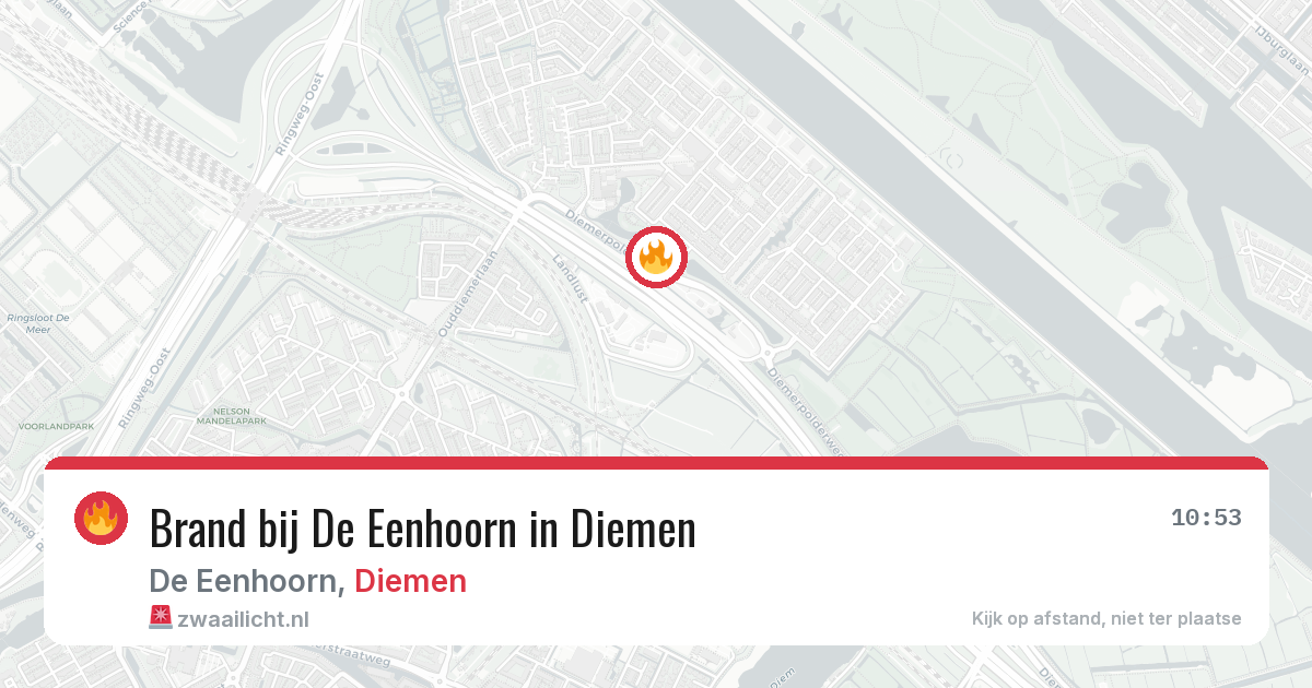 Brand bij De Eenhoorn in Diemen — 18 mei 2026
