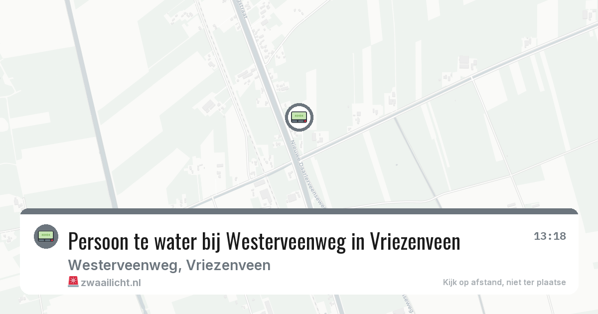 Persoon te water bij Westerveenweg in Vriezenveen — 19 feb 2026
