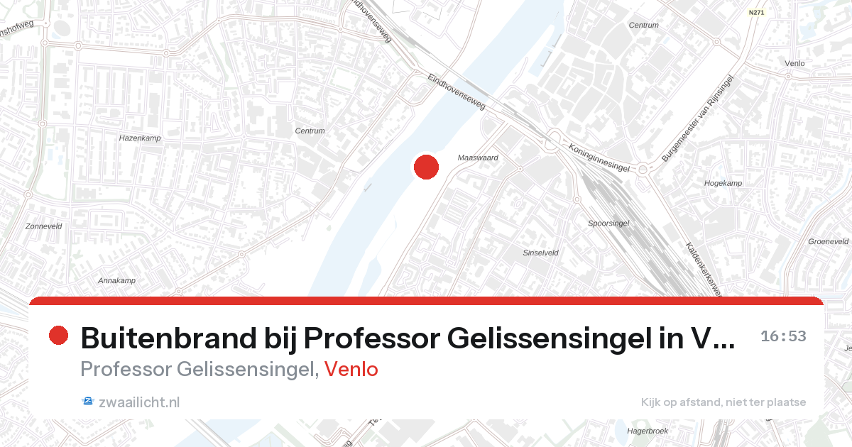 Buitenbrand bij Professor Gelissensingel in Venlo — 13 aug 2026