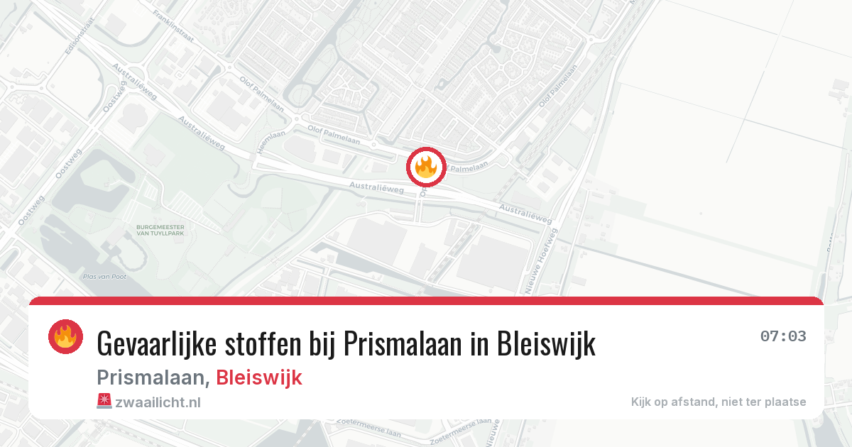 Gevaarlijke stoffen bij Prismalaan in Bleiswijk — 30 jun 2026