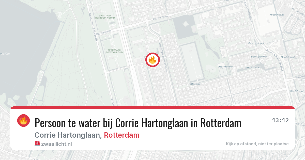 Persoon te water bij Corrie Hartonglaan in Rotterdam — 28 mei 2026