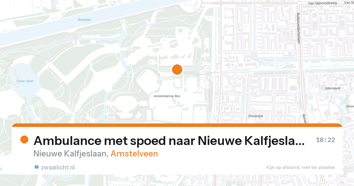 Ambulance met spoed naar Nieuwe Kalfjeslaan in Amstelveen — 27 aug 2026