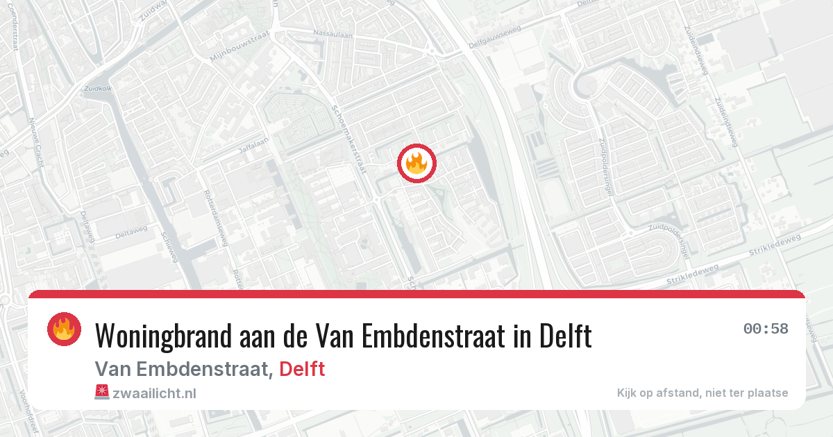 Woningbrand aan de Van Embdenstraat in Delft — 10 aug 2026