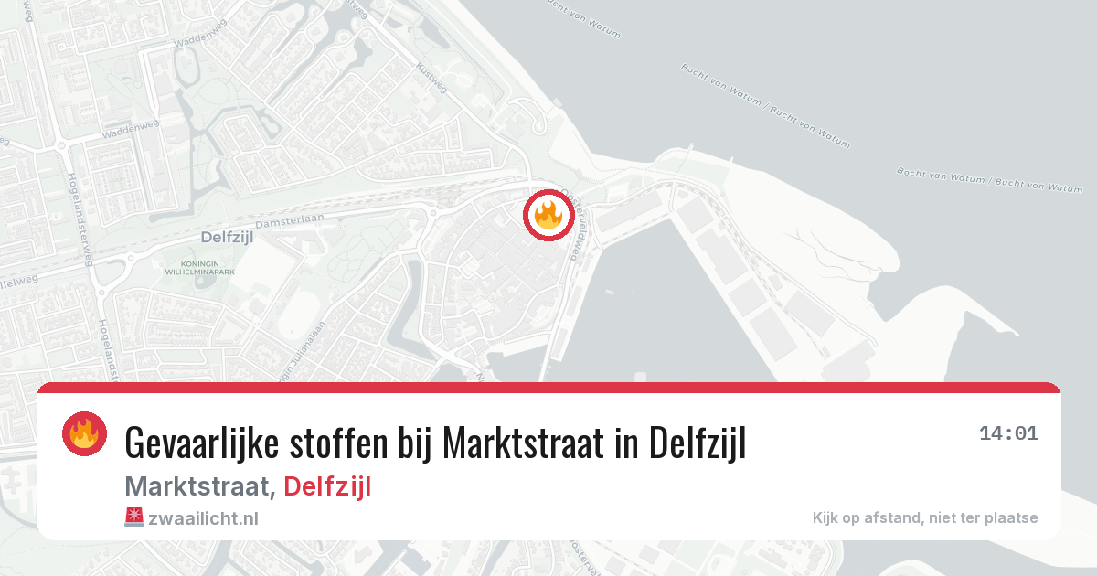 Gevaarlijke stoffen bij Marktstraat in Delfzijl — 16 jul 2026
