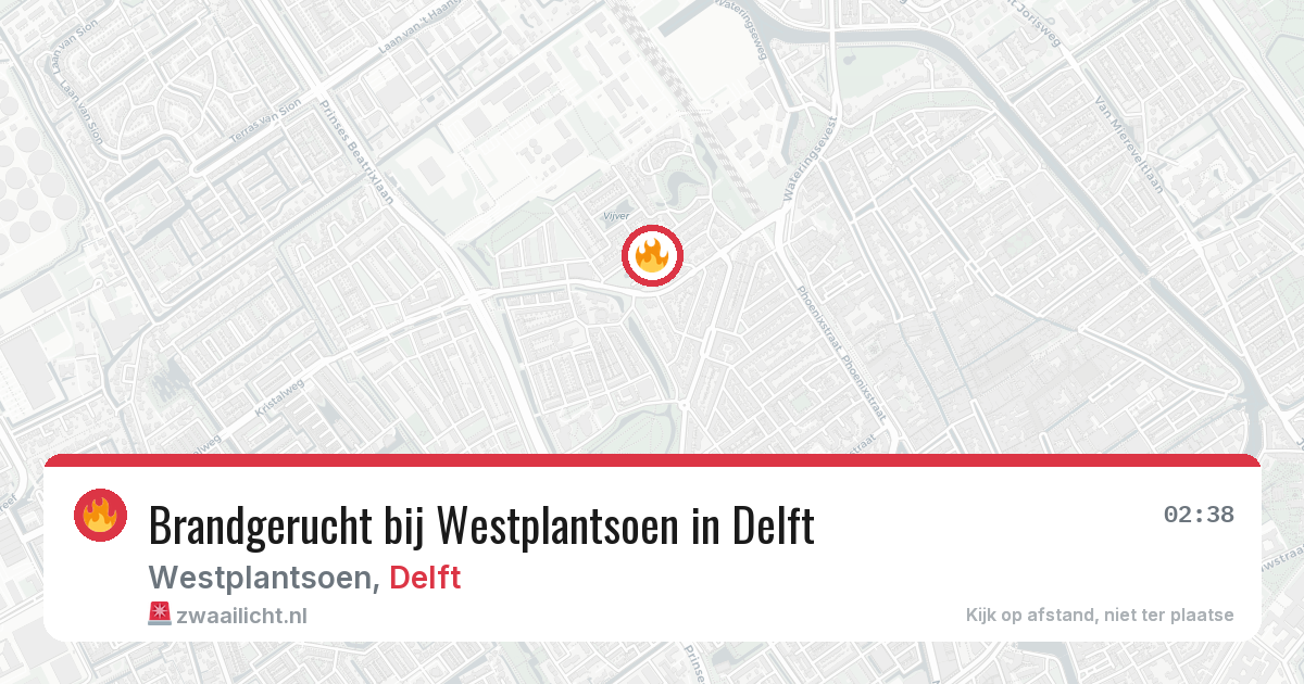 Brandgerucht bij Westplantsoen in Delft — 14 jun 2026