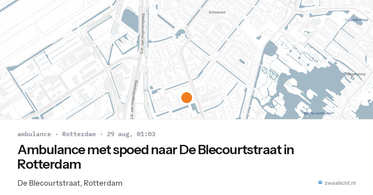 Ambulance met spoed naar De Blecourtstraat in Rotterdam — 28 aug 2026