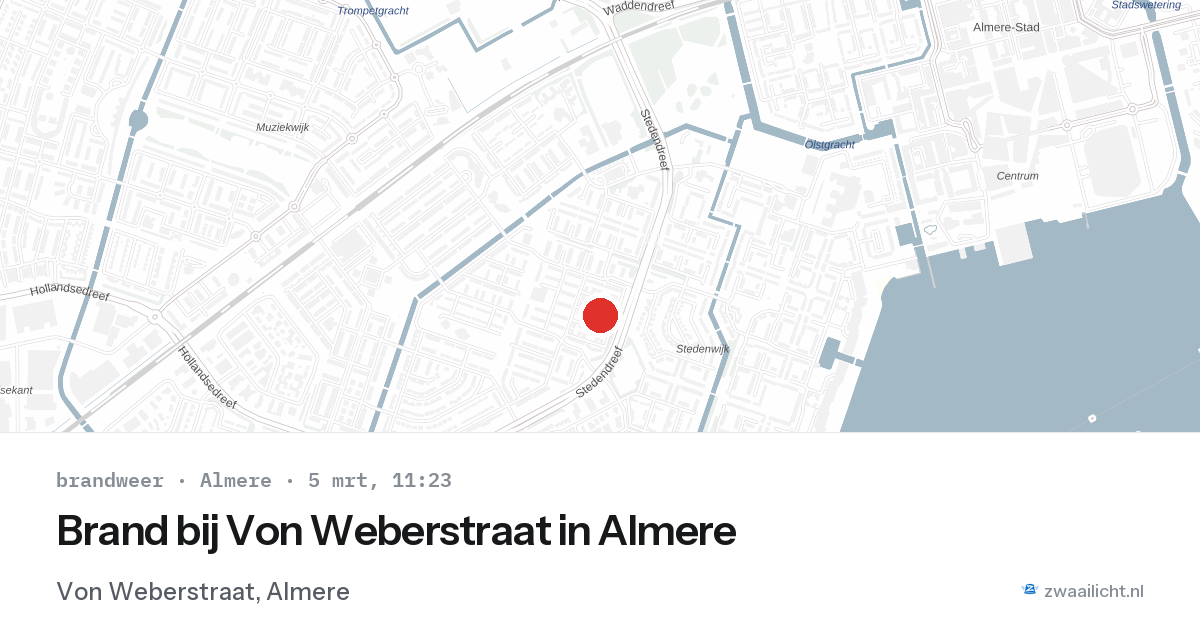 Brand bij Von Weberstraat in Almere — 5 mrt 2026