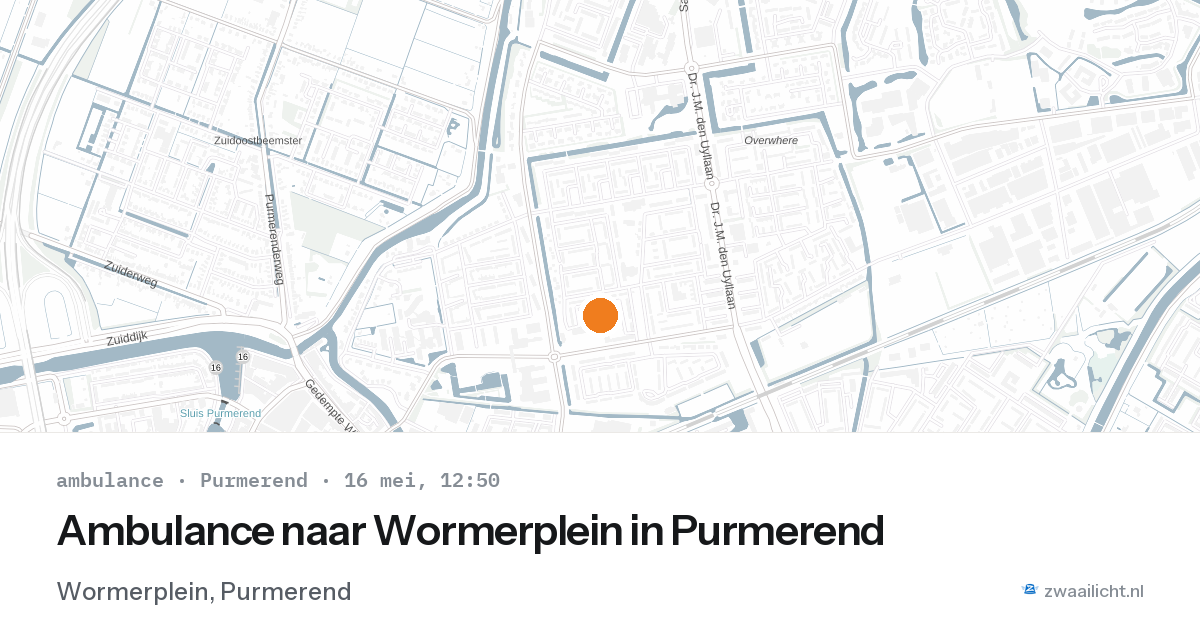 Ambulance naar Wormerplein in Purmerend — 16 mei 2026