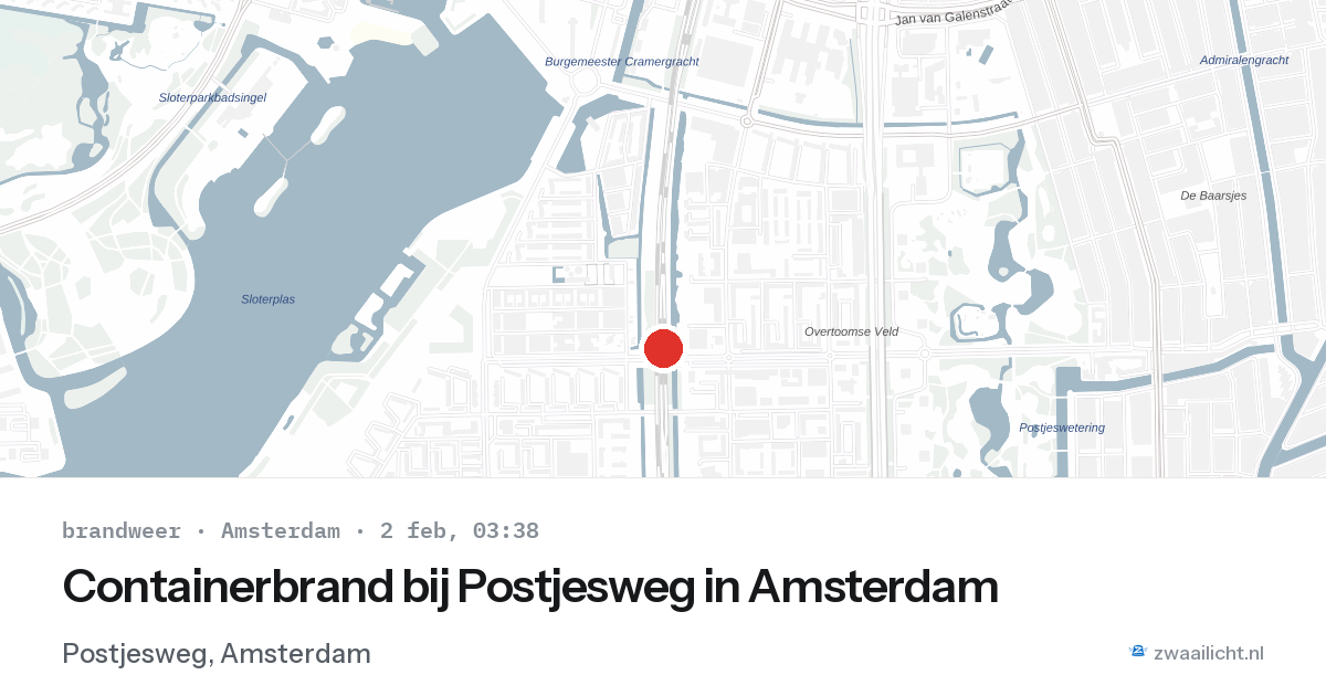 Containerbrand bij Postjesweg in Amsterdam — 2 feb 2026