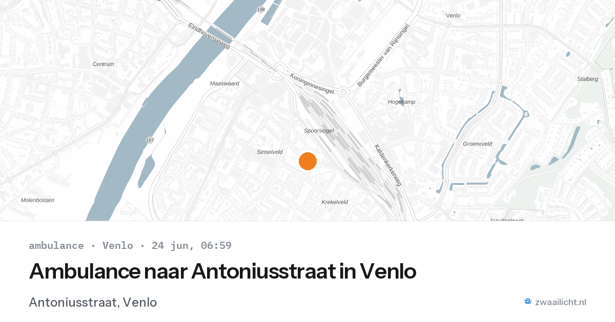 Ambulance naar Antoniusstraat in Venlo — 24 jun 2026