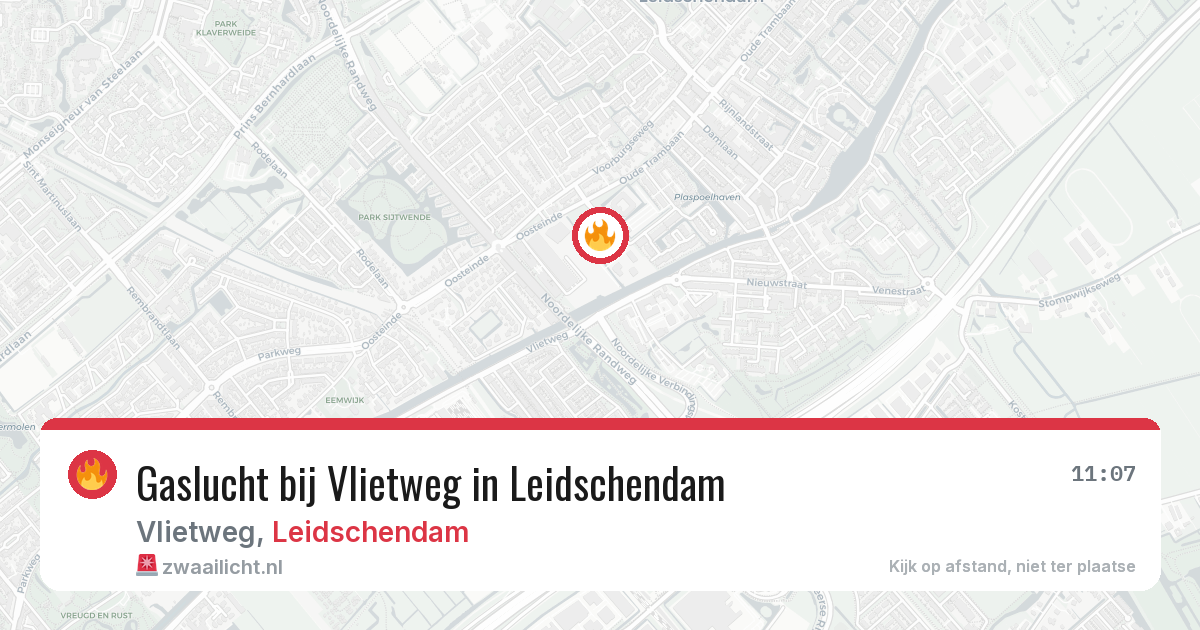 Gaslucht bij Vlietweg in Leidschendam — 13 aug 2026