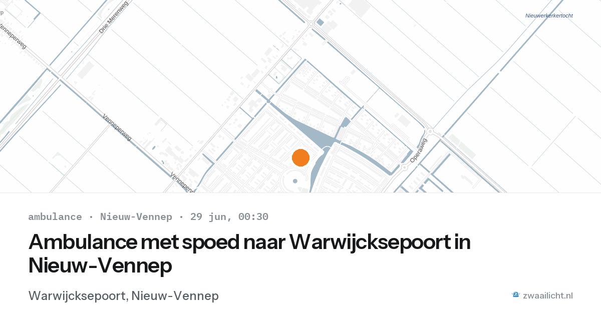 Ambulance met spoed naar Warwijcksepoort in Nieuw-Vennep — 28 jun 2026