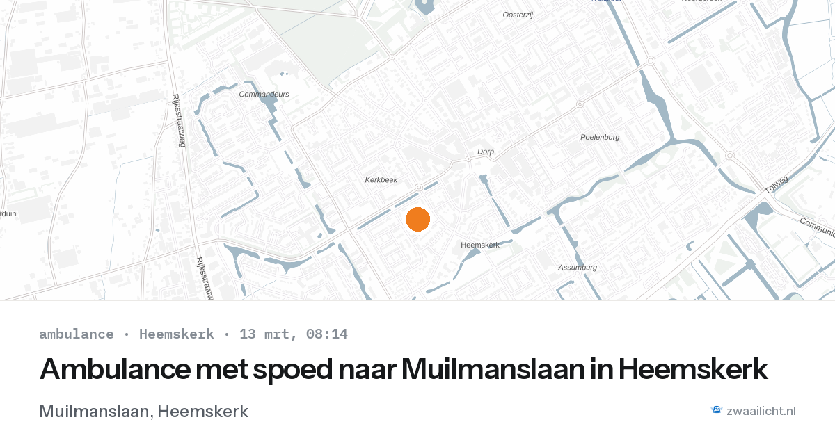 Ambulance met spoed naar Muilmanslaan in Heemskerk — 13 mrt 2026