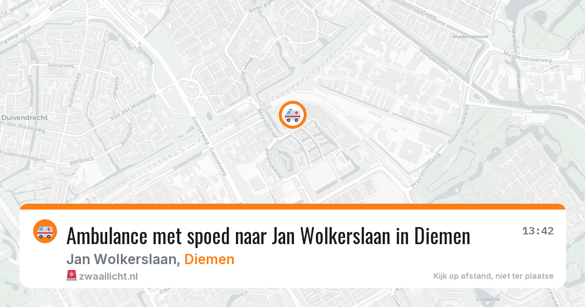 Ambulance met spoed naar Jan Wolkerslaan in Diemen — 20 mrt 2026