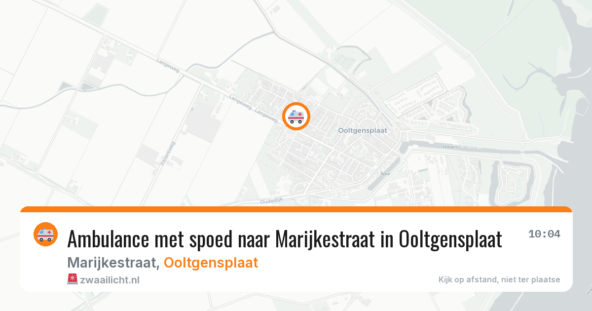 Ambulance met spoed naar Marijkestraat in Ooltgensplaat — 14 mei 2026