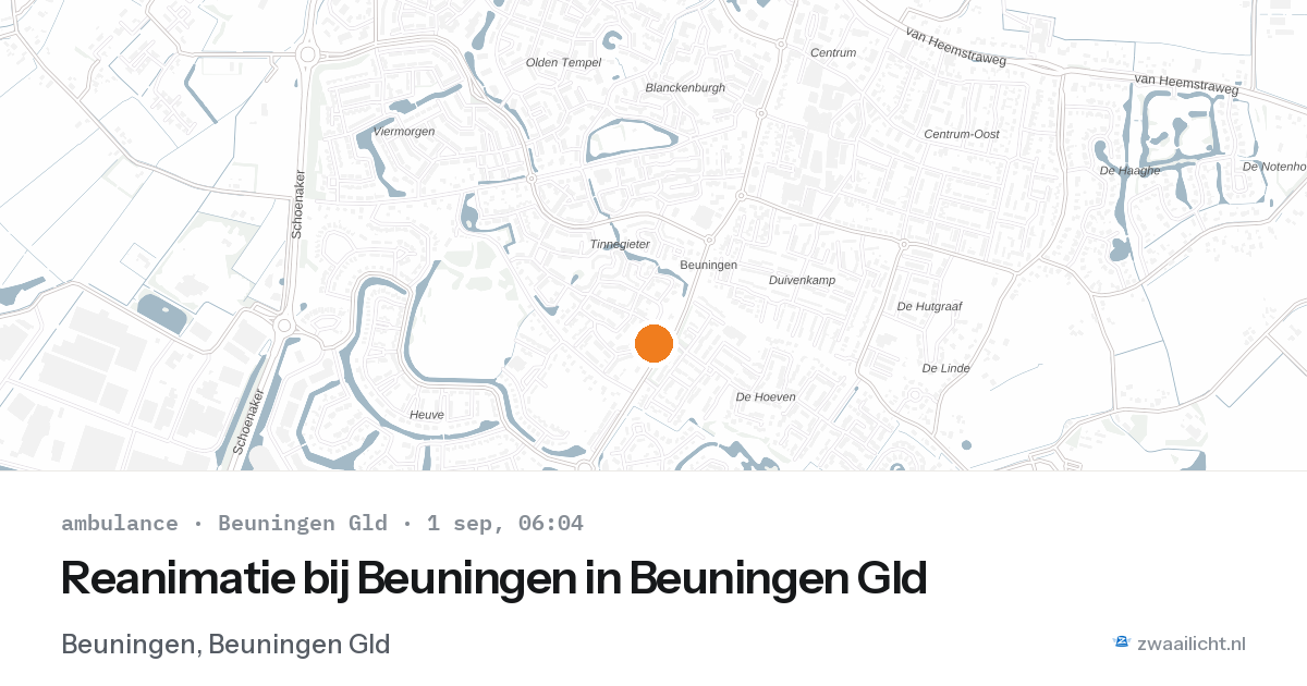 Reanimatie bij Beuningen in Beuningen Gld — 1 sep 2026