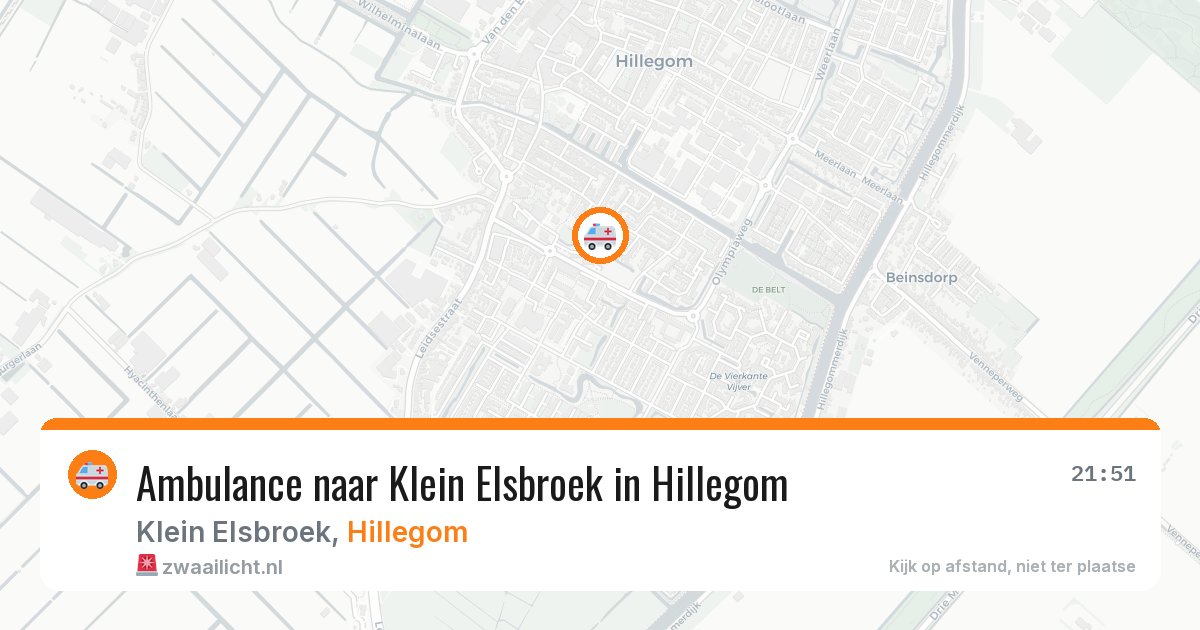 Ambulance naar Klein Elsbroek in Hillegom — 12 aug 2026
