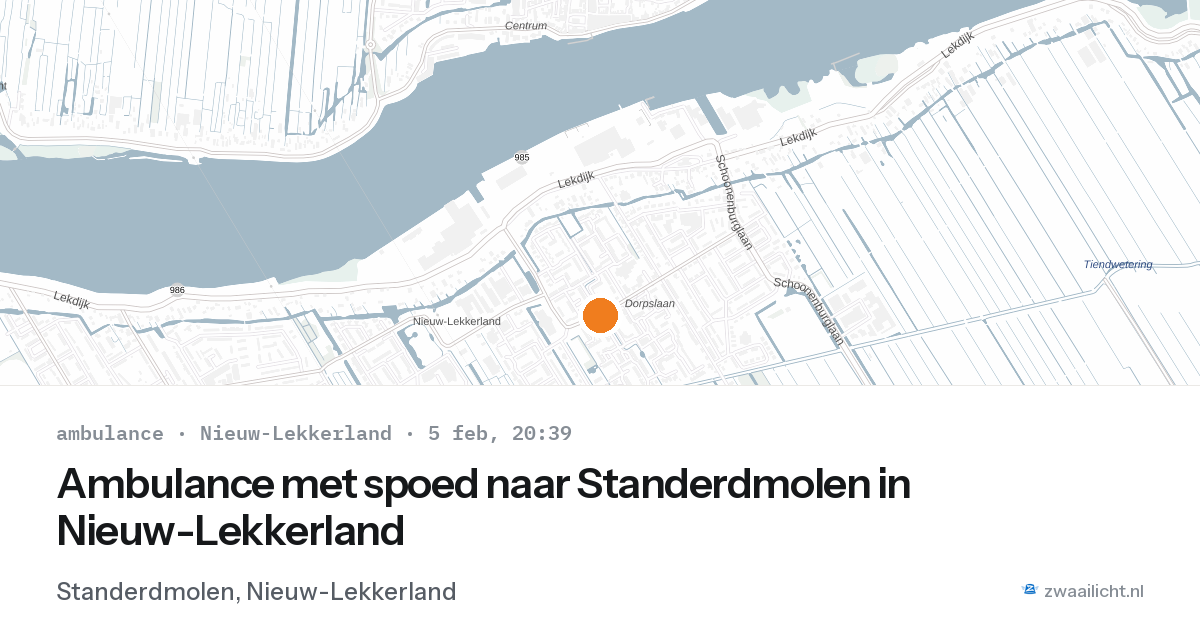 Ambulance met spoed naar Standerdmolen in Nieuw-Lekkerland — 5 feb 2026
