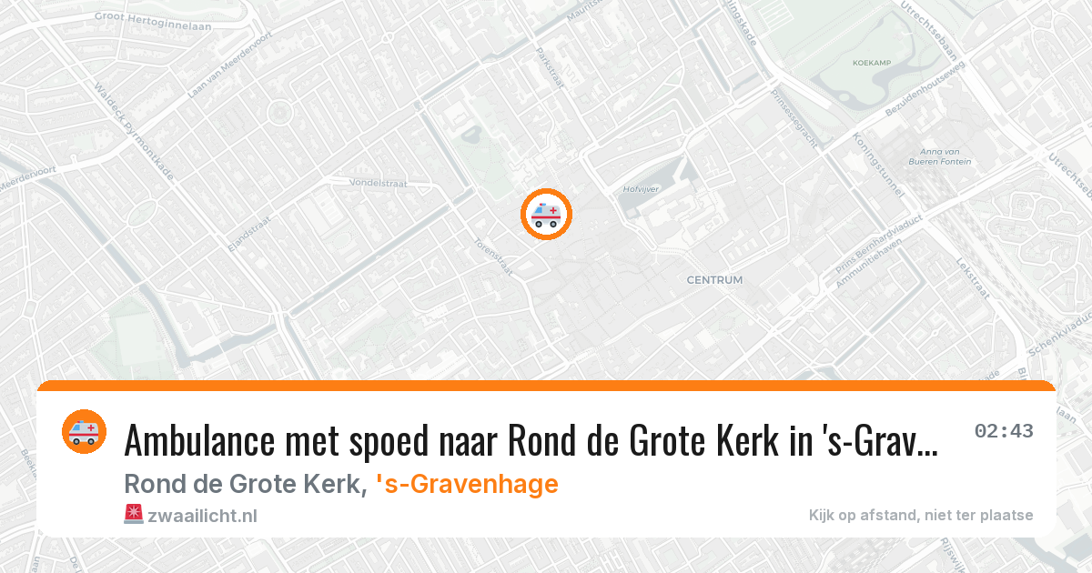 Ambulance met spoed naar Rond de Grote Kerk in 's-Gravenhage — 12 jul 2026