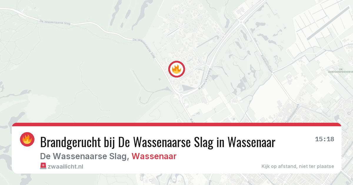 Brandgerucht bij De Wassenaarse Slag in Wassenaar — 5 aug 2026