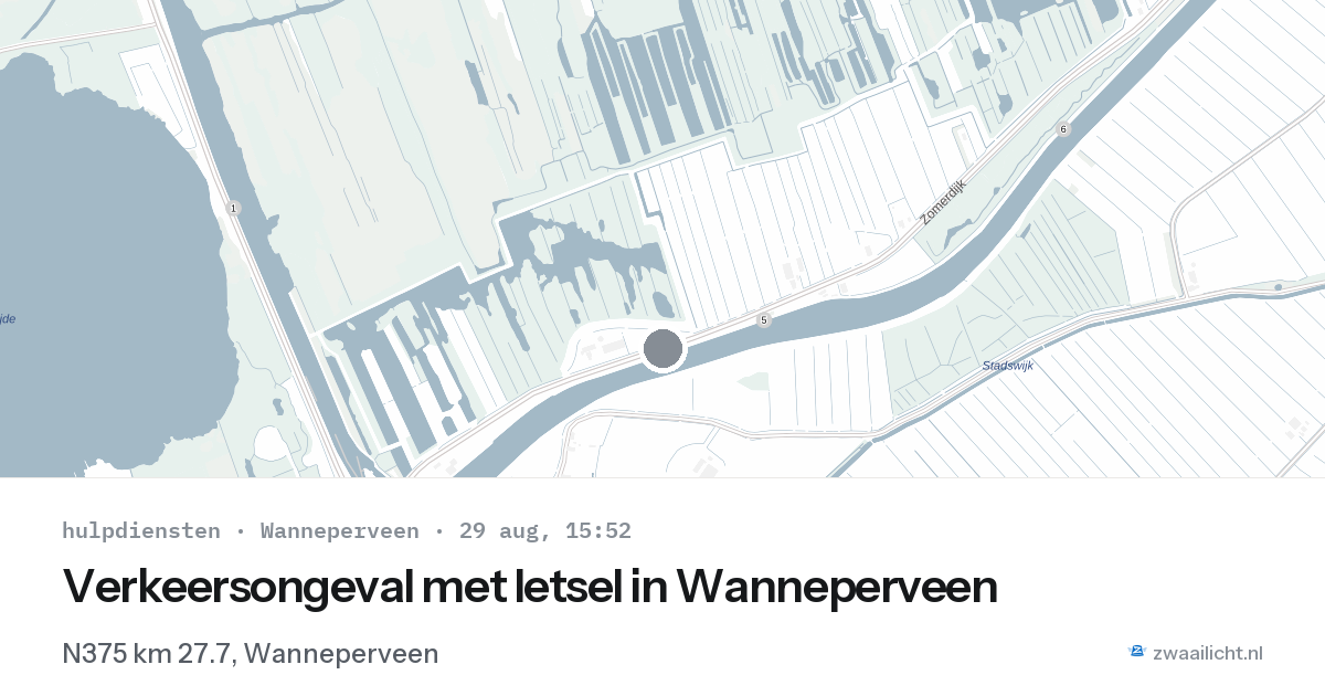 Verkeersongeval met letsel in Wanneperveen — 29 aug 2026