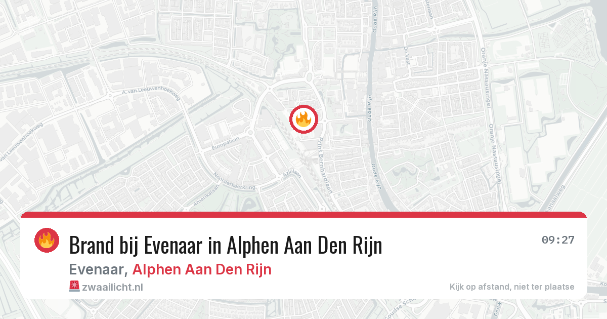 Brand bij Evenaar in Alphen Aan Den Rijn — 27 jun 2026