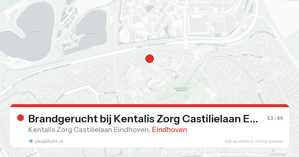 Brandgerucht bij Kentalis Zorg Castilielaan Eindhoven in Eindhoven — 19 aug 2026