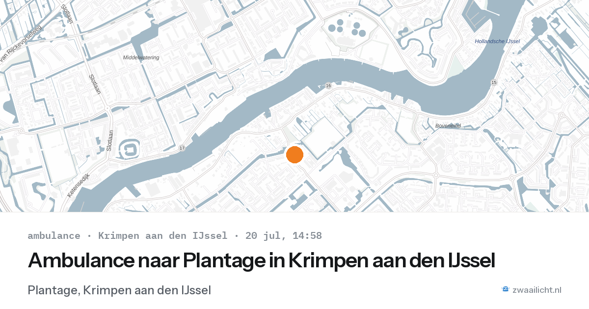 Ambulance naar Plantage in Krimpen aan den IJssel — 20 jul 2026