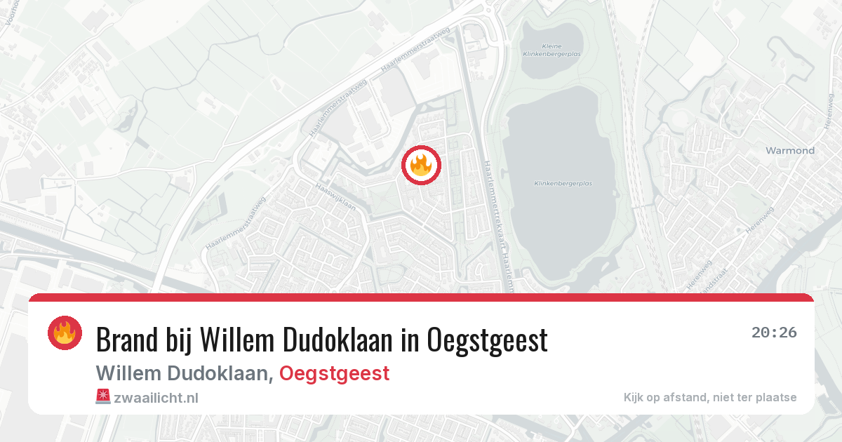 Brand bij Willem Dudoklaan in Oegstgeest — 13 aug 2026