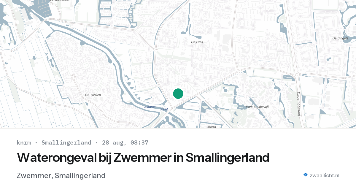 Waterongeval bij Zwemmer in Smallingerland — 28 aug 2026