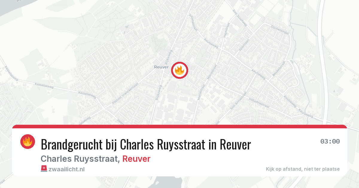 Brandgerucht bij Charles Ruysstraat in Reuver — 26 mei 2026