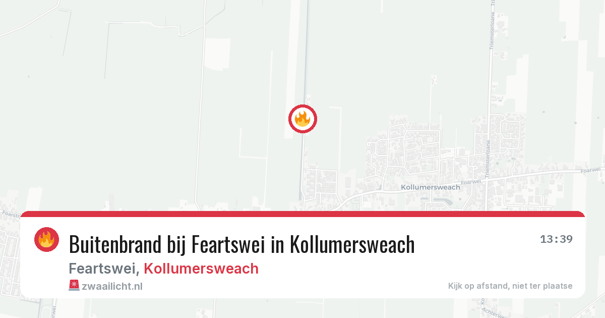 Buitenbrand bij Feartswei in Kollumersweach — 2 jun 2026