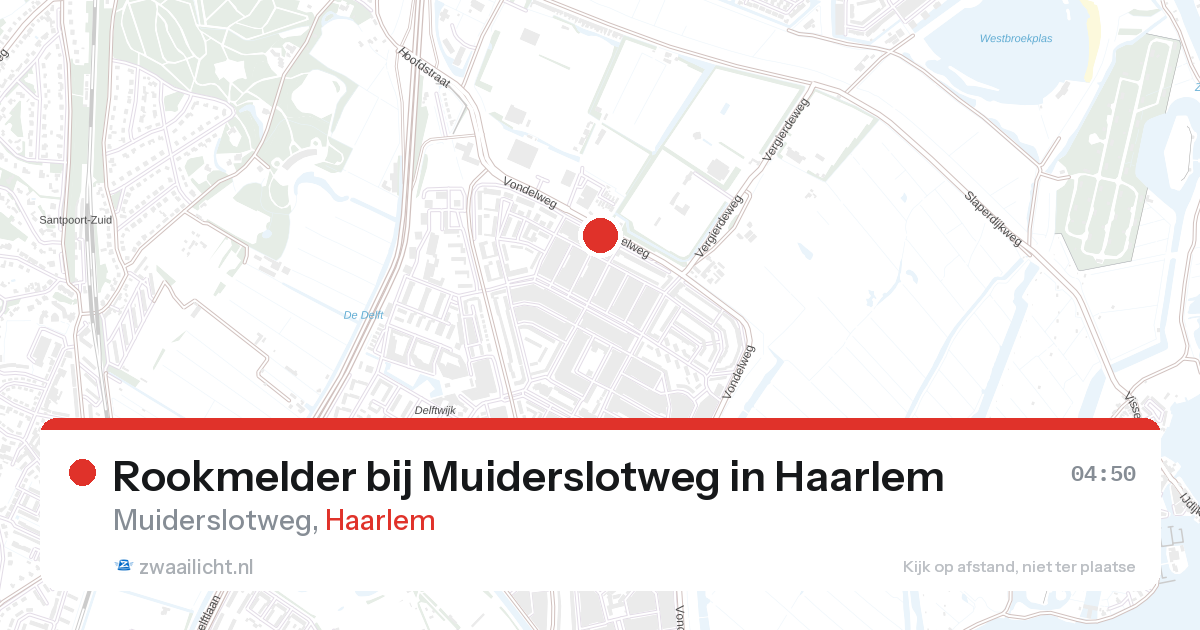 Rookmelder bij Muiderslotweg in Haarlem — 27 aug 2026