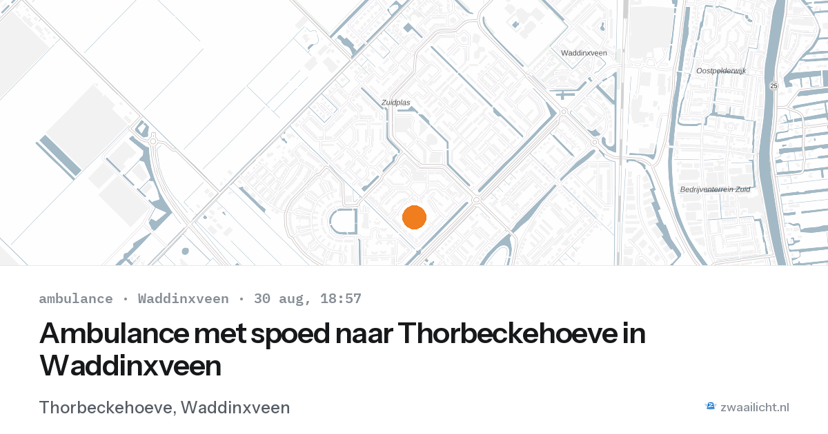 Ambulance met spoed naar Thorbeckehoeve in Waddinxveen — 30 aug 2026