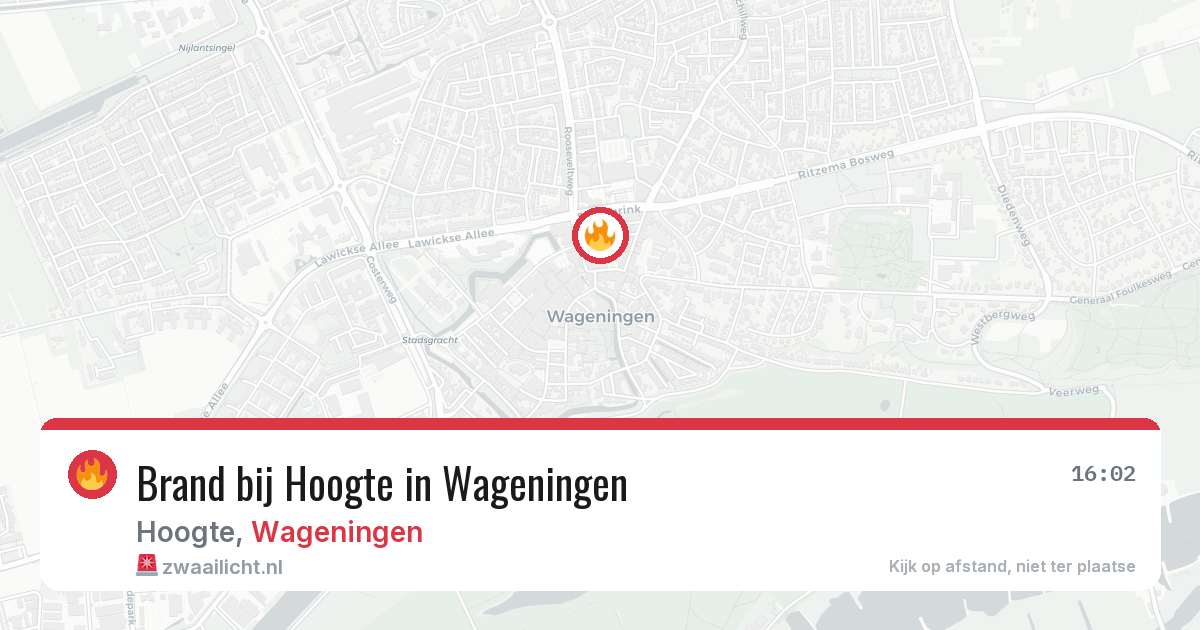 Brand bij Hoogte in Wageningen — 18 jul 2026