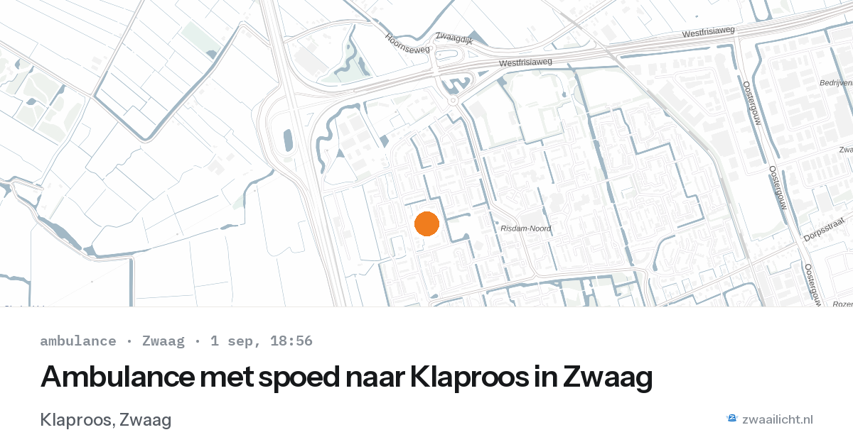 Ambulance met spoed naar Klaproos in Zwaag — 1 sep 2026