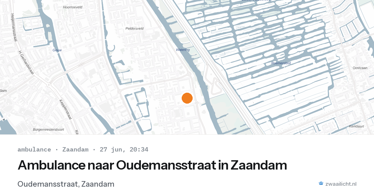 Ambulance naar Oudemansstraat in Zaandam — 27 jun 2026