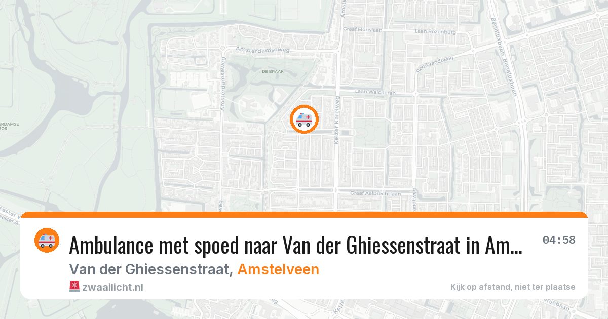 Ambulance met spoed naar Van der Ghiessenstraat in Amstelveen — 4 aug 2026