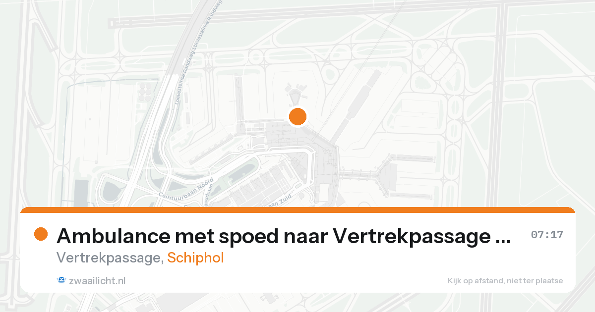 Ambulance met spoed naar Vertrekpassage in Schiphol — 27 mei 2026