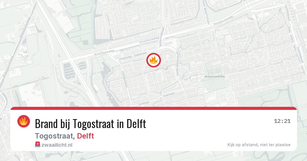 Brand bij Togostraat in Delft — 2 aug 2026