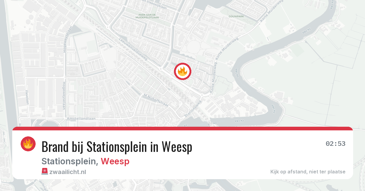 Brand bij Stationsplein in Weesp — 12 jul 2026