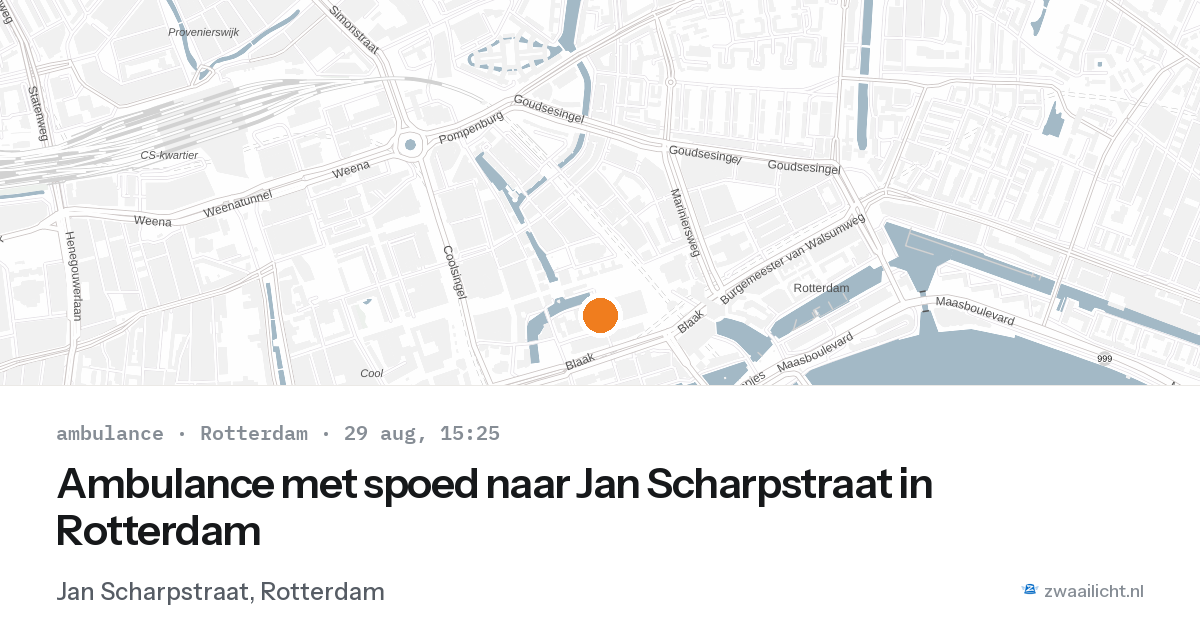 Ambulance met spoed naar Jan Scharpstraat in Rotterdam — 29 aug 2026