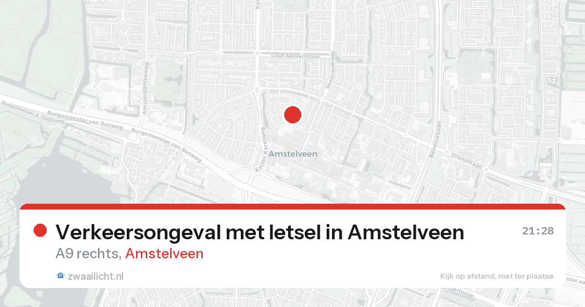 Verkeersongeval met letsel in Amstelveen — 21 mrt 2026